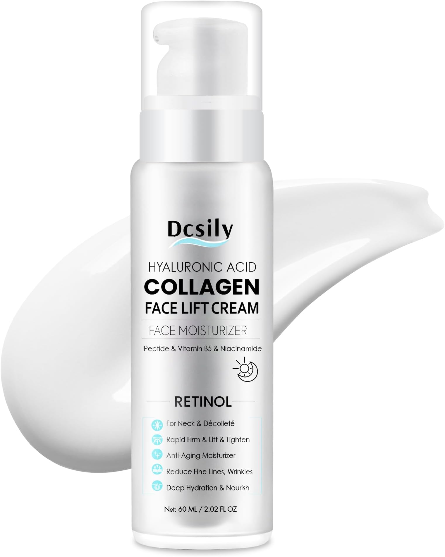 Skin Tighten And Lift Neck Cream: Face Lift Cream 6-in-1 Anti-Aging Moisturizer for Anti Wrinkle - Hydrating Neck Firming Cream with Retinol, Collagen, Peptide, Hyaluronic Acid for Neck & Dรฉcolletรฉ