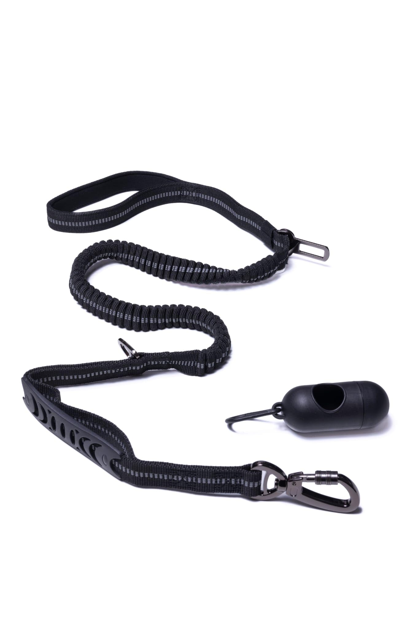 YOpet Guinzaglio per Cani con Ammortizzatore Antishock, Maniglia a Presa Corta, Aggancio Cintura di Sicurezza, Dispenser Sacchettini - Ideale per Addestramento Nero