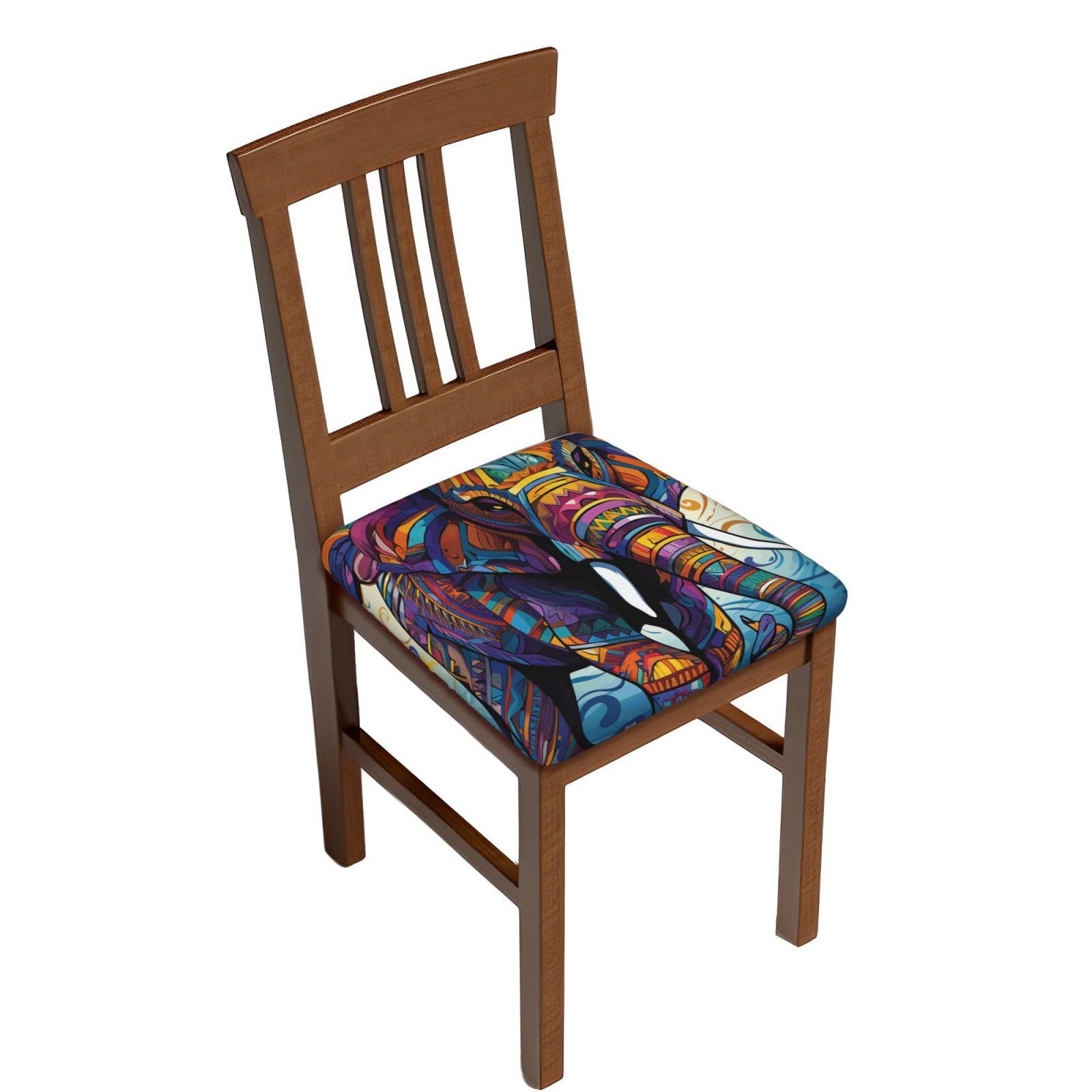 Fodpand Two Pieces Colorful Elephant Square Stool Covers Stretch Removable Square Bar Stool Seat Covers Washable Dustproof Stool Cushion Slipcover Soft Milk Silk Bar Chair Covers With Band