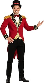 [Fun Shack] Ringmaster Costume Men's Circus Ringmaster Clothing Men's Ring Leader Party Event, Red, Medium