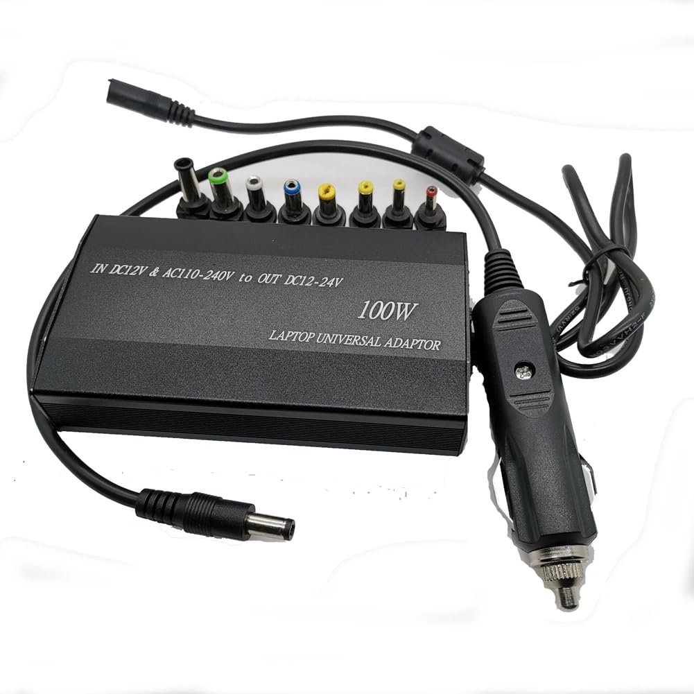Caricatore DC per Auto per Laptop 100w Alimentatore Universale con 8 Adattatori Eu