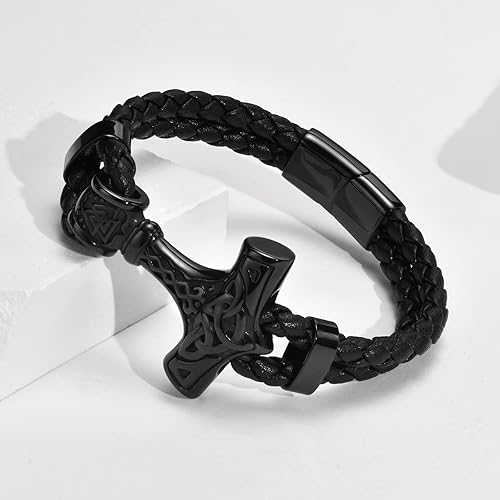 Miniatura 4 de MEALGUET Brazalete nórdico vikingo Pulsera de acero inoxidable para hombre, protección de flechas vikingas nórdicas, amuleto talismán para papá,