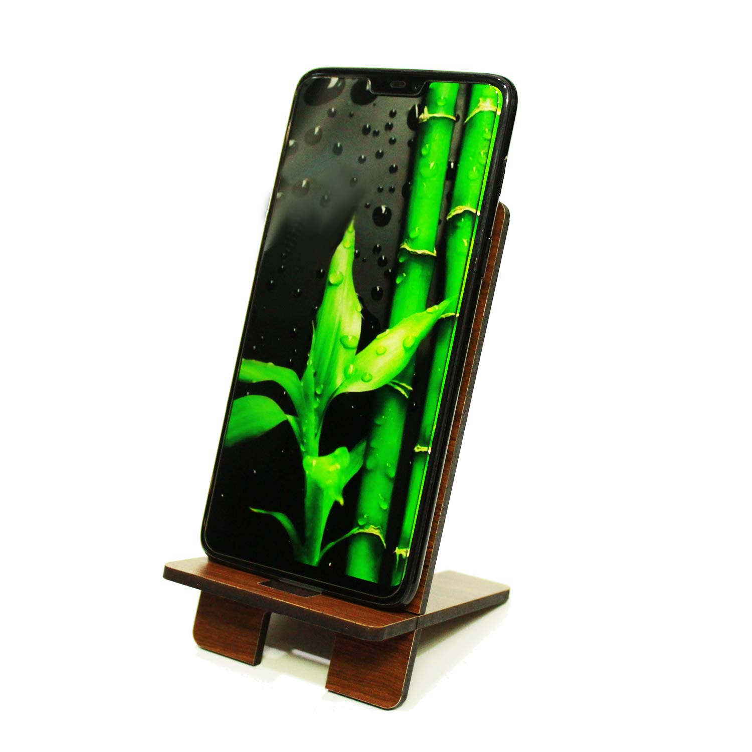 Eleven Rings Wooden Folding Mobile Stand Holder for Office Table/Study Table for All Mobiles Tablets/Watch Movies. (Brown)