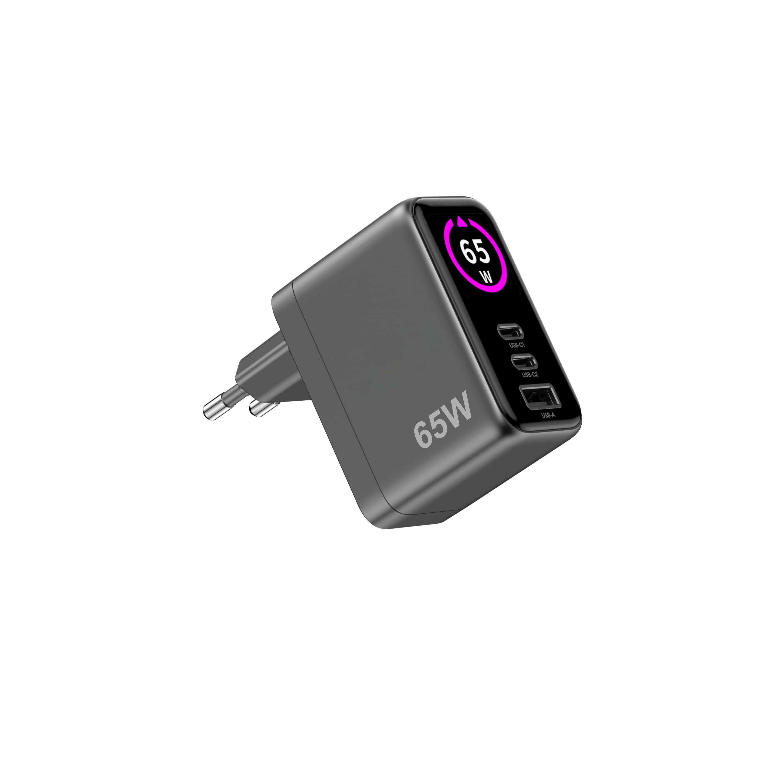 Celly - Caricatore Multiplo USB-C 65W GaN con Display LED, Ricarica Rapida per Laptop, Smartphone e Tablet