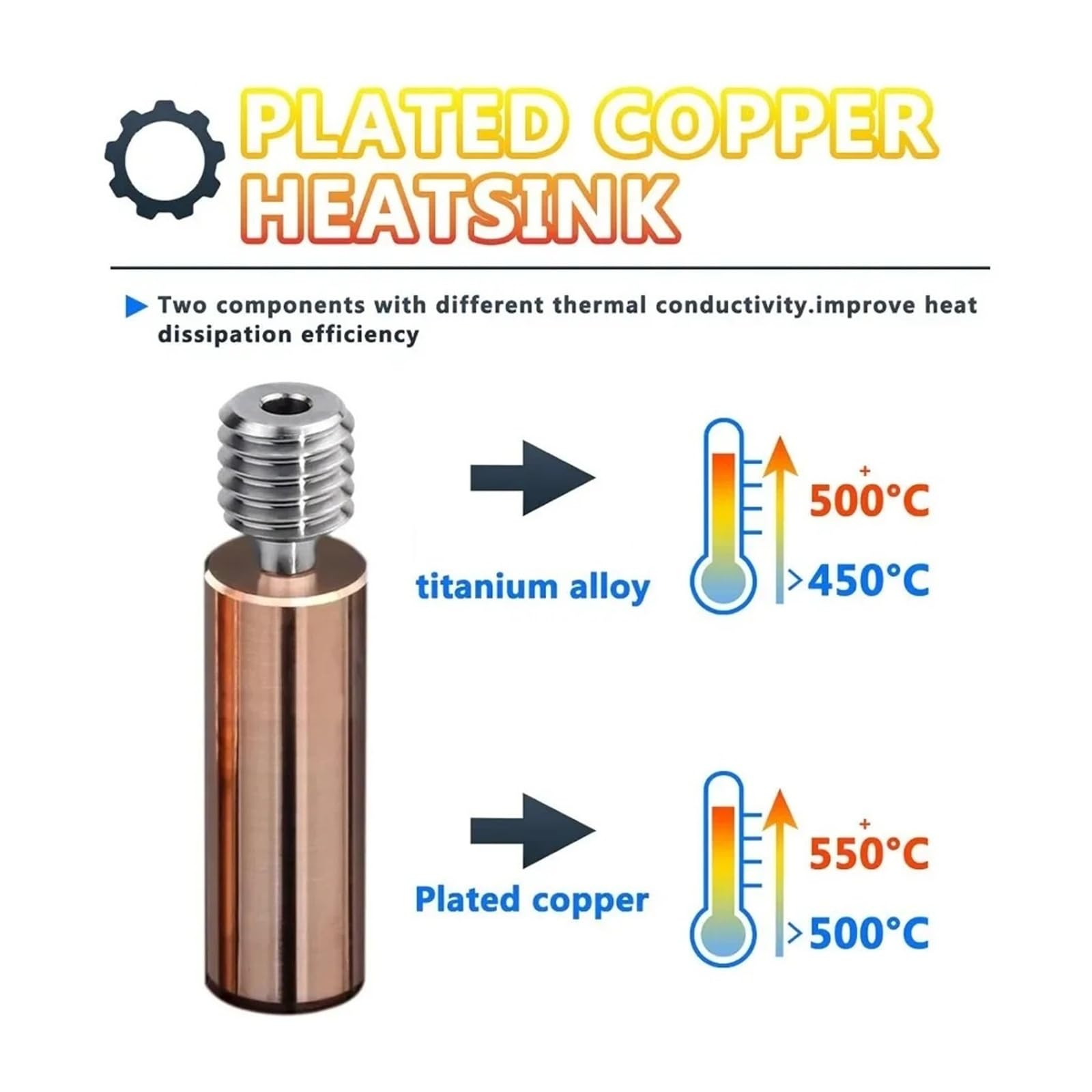 Compatible con Creality, Heatbreak bimetálico 10 piezas Ender-3/CR-10