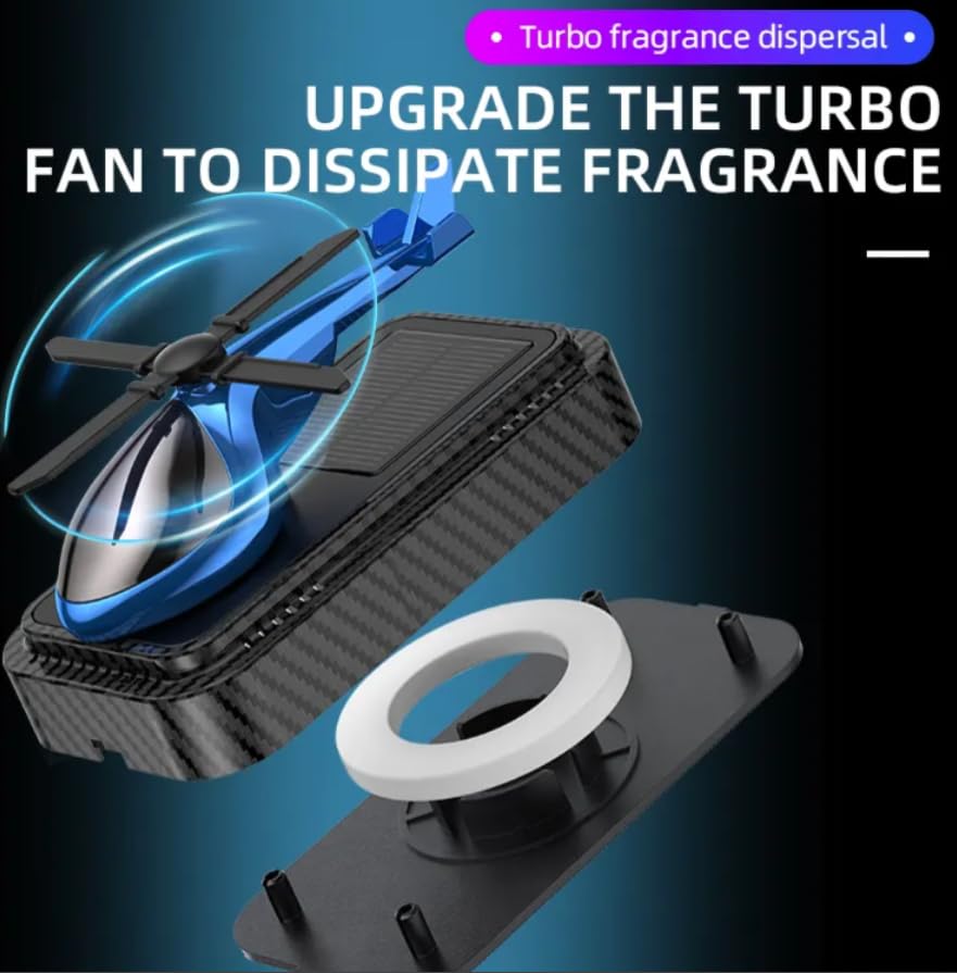 Image of YOURKARTS.COM Solar Helicopter Shape Car Perfume (Ocean) - Dashboard Fragrance Diffuser with Spinning Propeller and Oceanic Essential Oil Blend - car accessories 2025