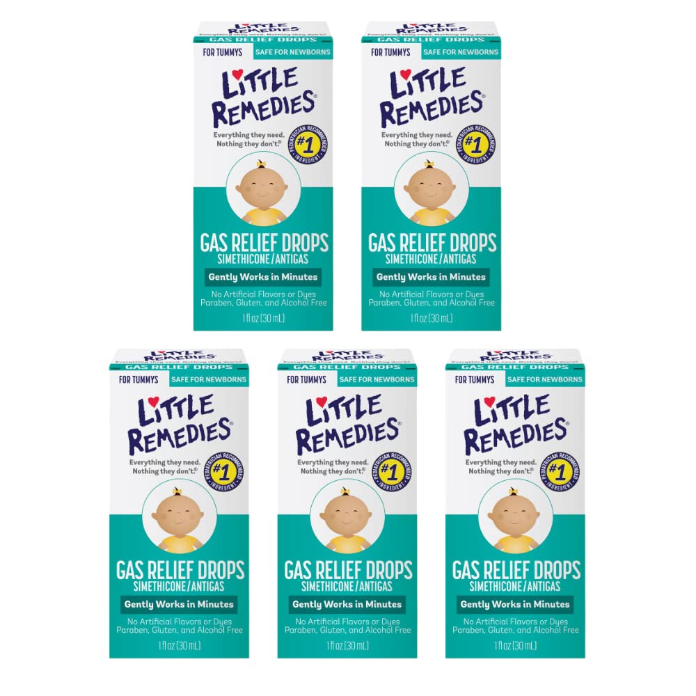 Little Remedies Gas Relief Drops, Natural Berry Flavor, Safe for Newborns, 1 fl oz. (Pack of 5)
