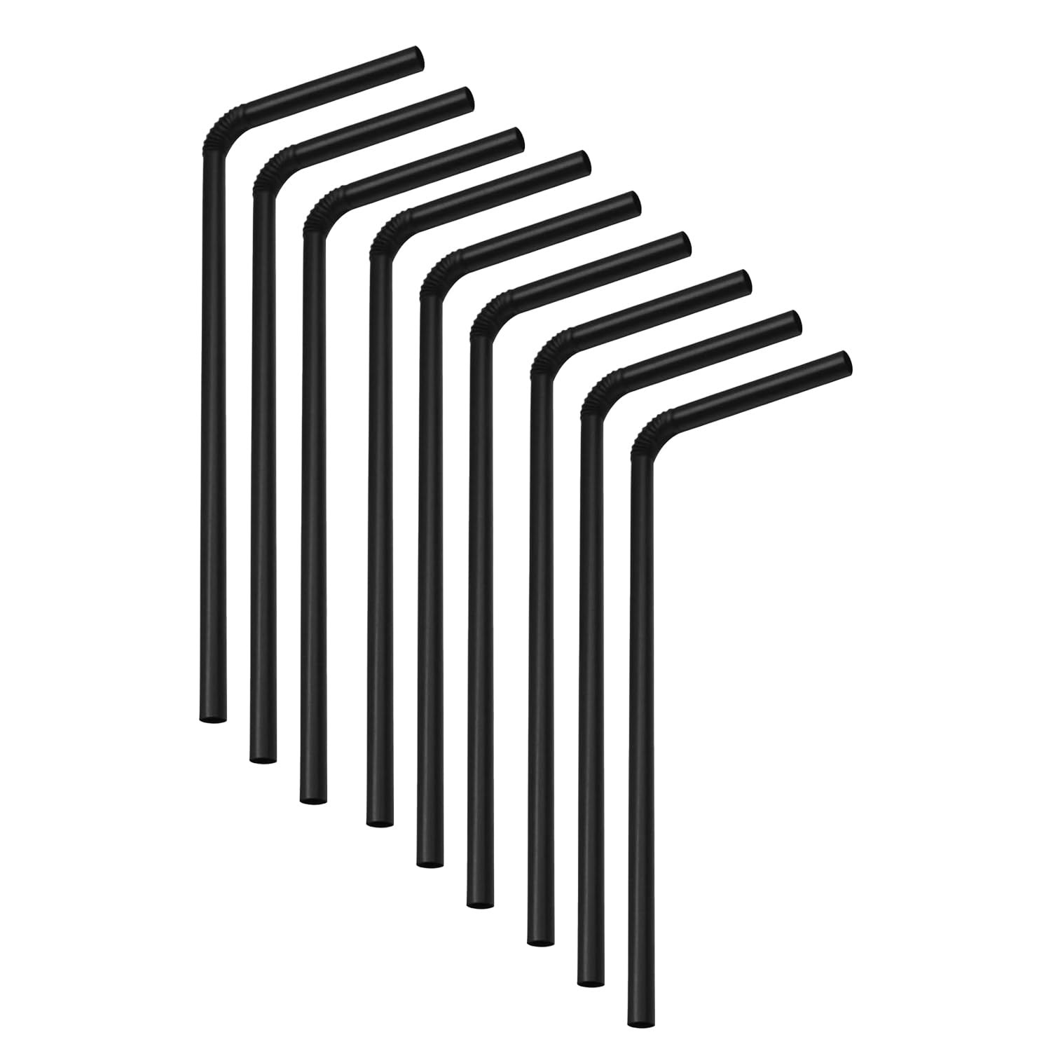 Lotsdonxia 50 Pcs Reusable Drinking Straws, Flexible Bendy PP Material, Black Curved for Smoothies, Juices, Milkshakes, Parties, Home and Office