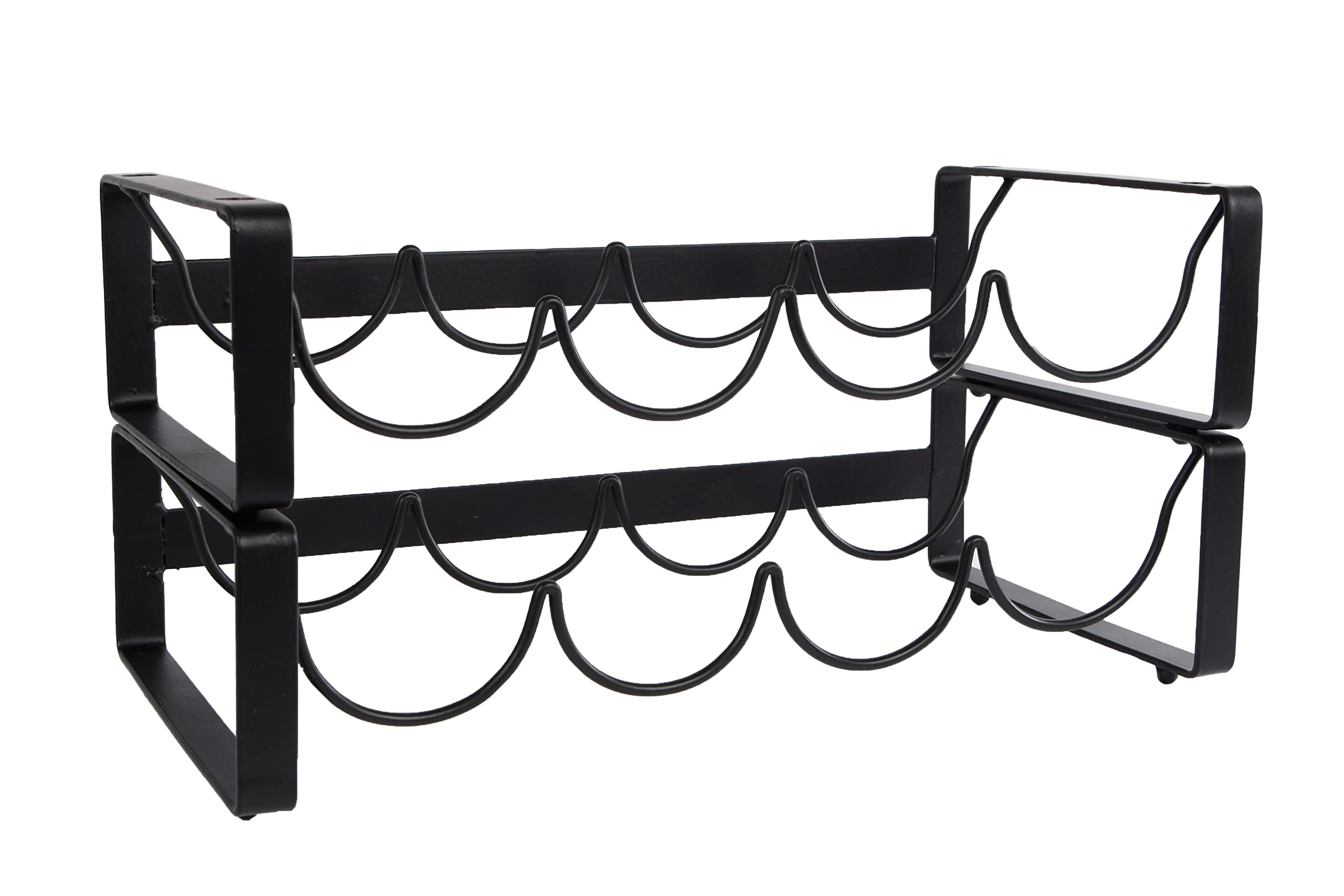 Novaliv Estantería para 8 botellas, apilable, metal, negro, 11 x 40 x 20 cm, soporte para botellas de vino, estante de vino, estante de vino, soporte para vino, soporte para mesa, almacenamiento de