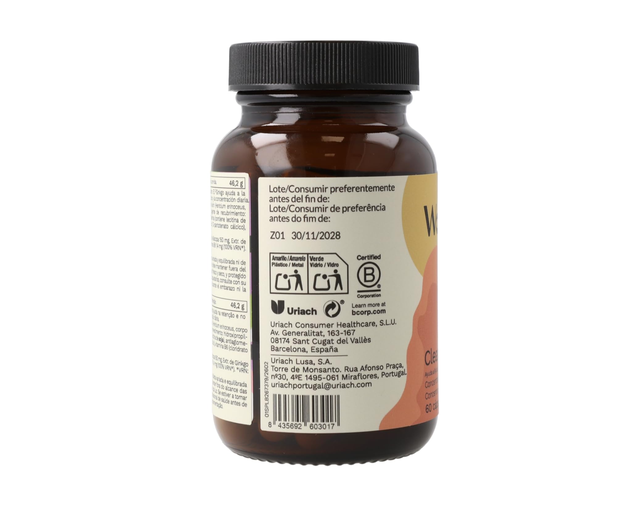 Clear Mind | 60 cápsulas | Concentración, Memoria, Claridad Mental | Menopausia | Bacopa, Melena de león, Ginkgo Biloba, Fosfatidilserina, Vitaminas B5,B6 | Niebla Mental