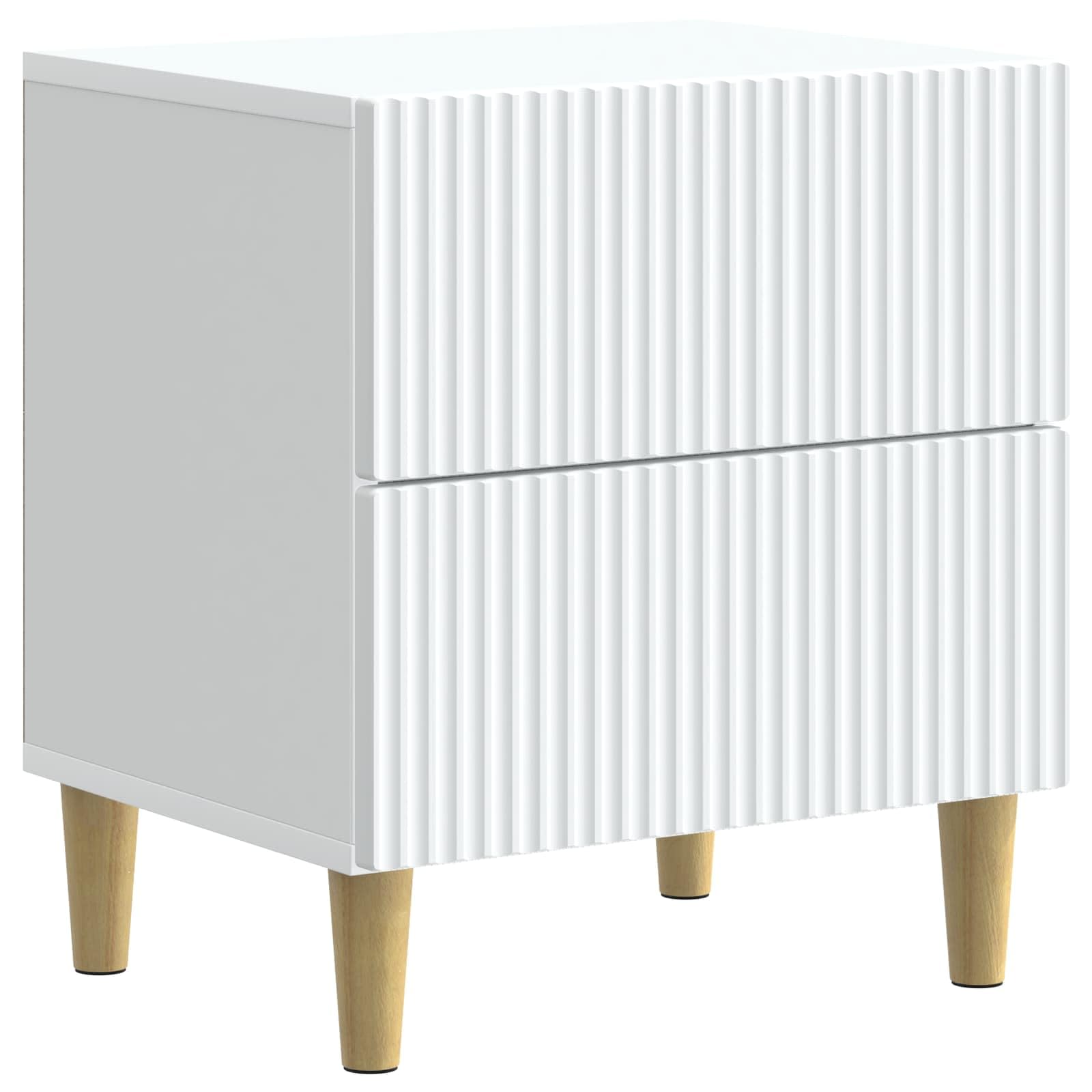 Table de chevet blanche en bois avec tiroirs et étagère de rangement étroite pour chambre
