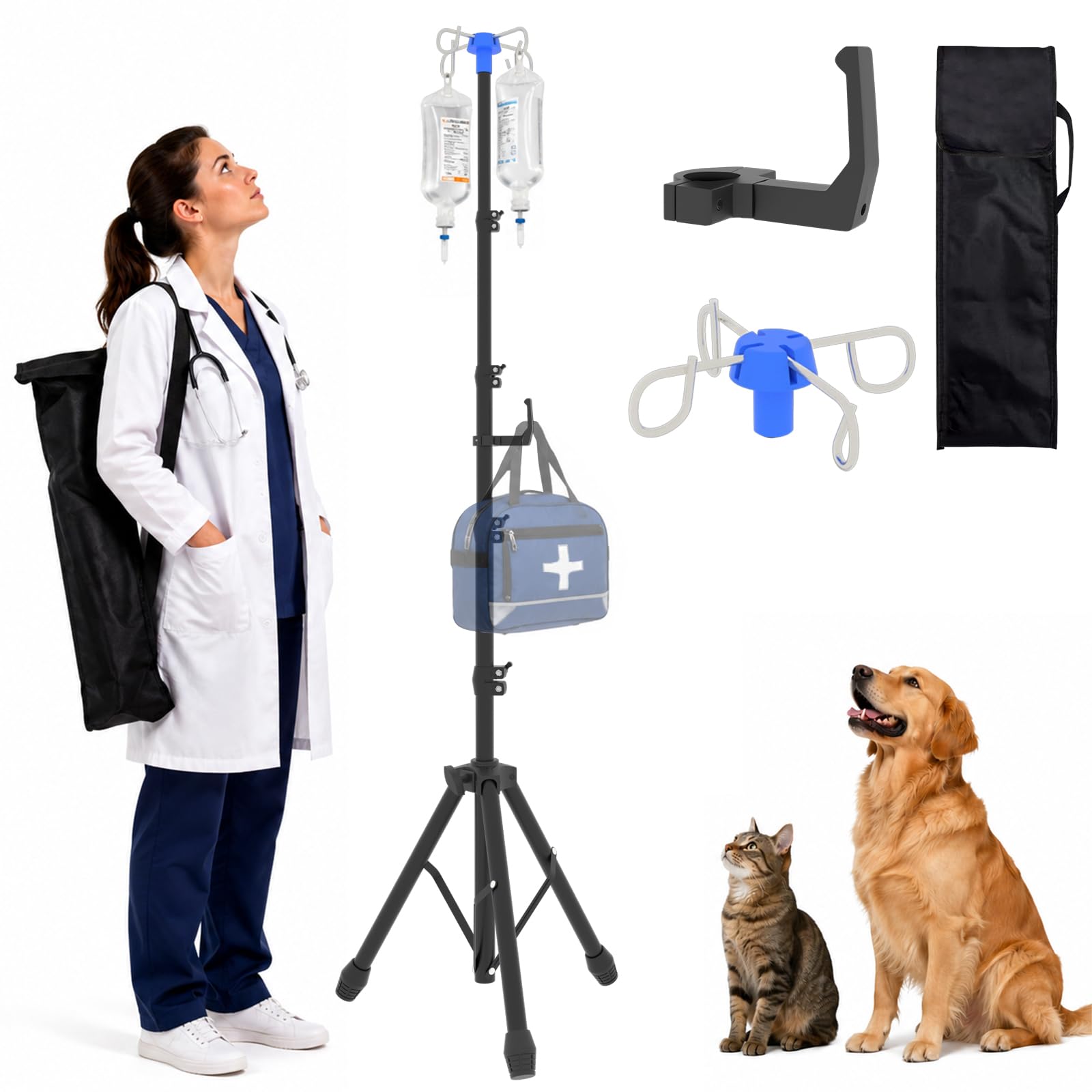 Photo 1 of wasoyun Portable IV Pole - Adjustable Floor Stand (23"-72.6")