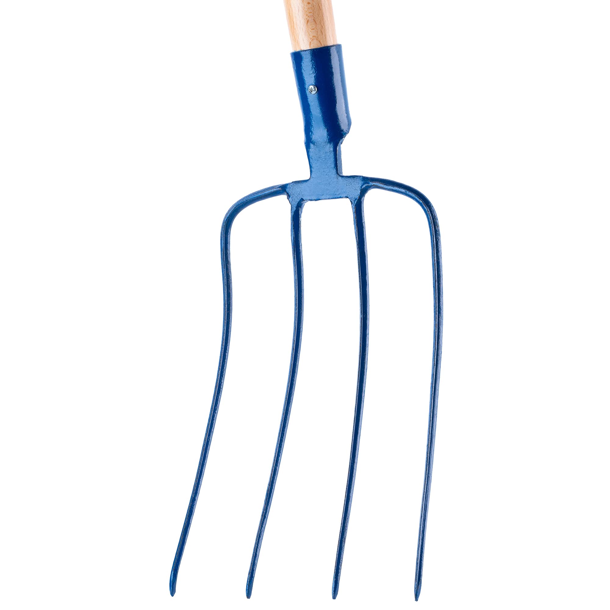 KADAX Fourche à Foin en Acier avec Manche en Bois, Fourche à Bêcher pour Lever et Déplacer la Paille, Le Compost et Le Fumier, Outil de Jardinage (4 Dents)