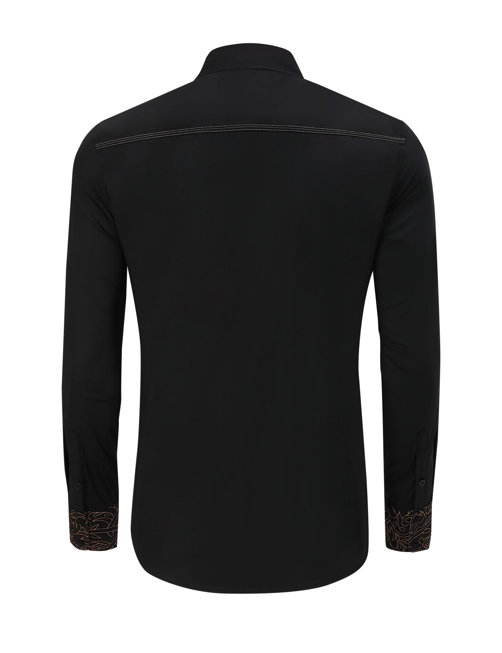 TURETRENDY Camisa vaquera occidental para hombre, bordada, manga larga, ajustada, casual, con botones, estilo hippie
