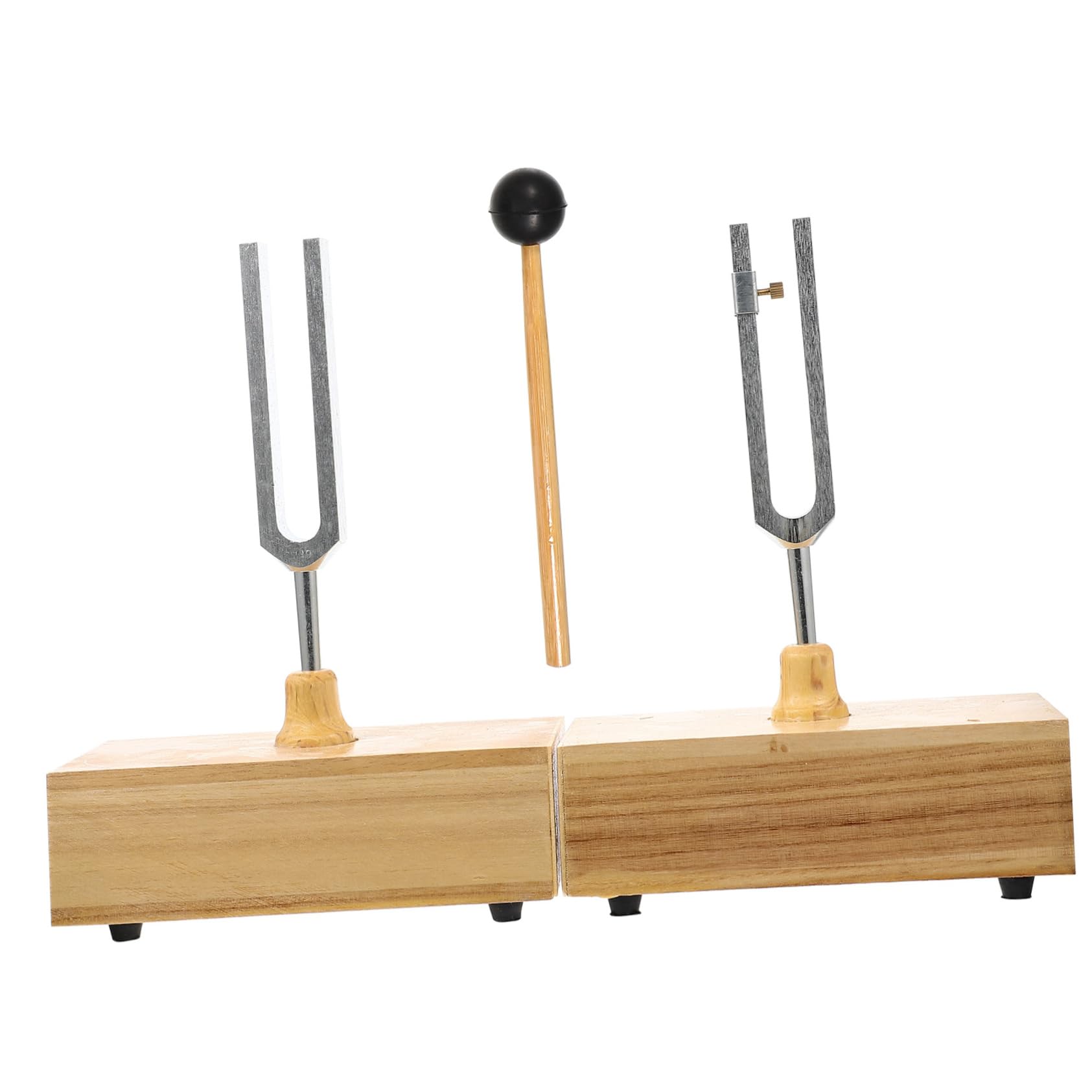 BESTonZON Stimmgabel Stabile Platzierung mit Hammer und Holzsockel 440hz Satz und Klarer Klang und Akustische Resonanz für Physikalische Experimente für Unterricht