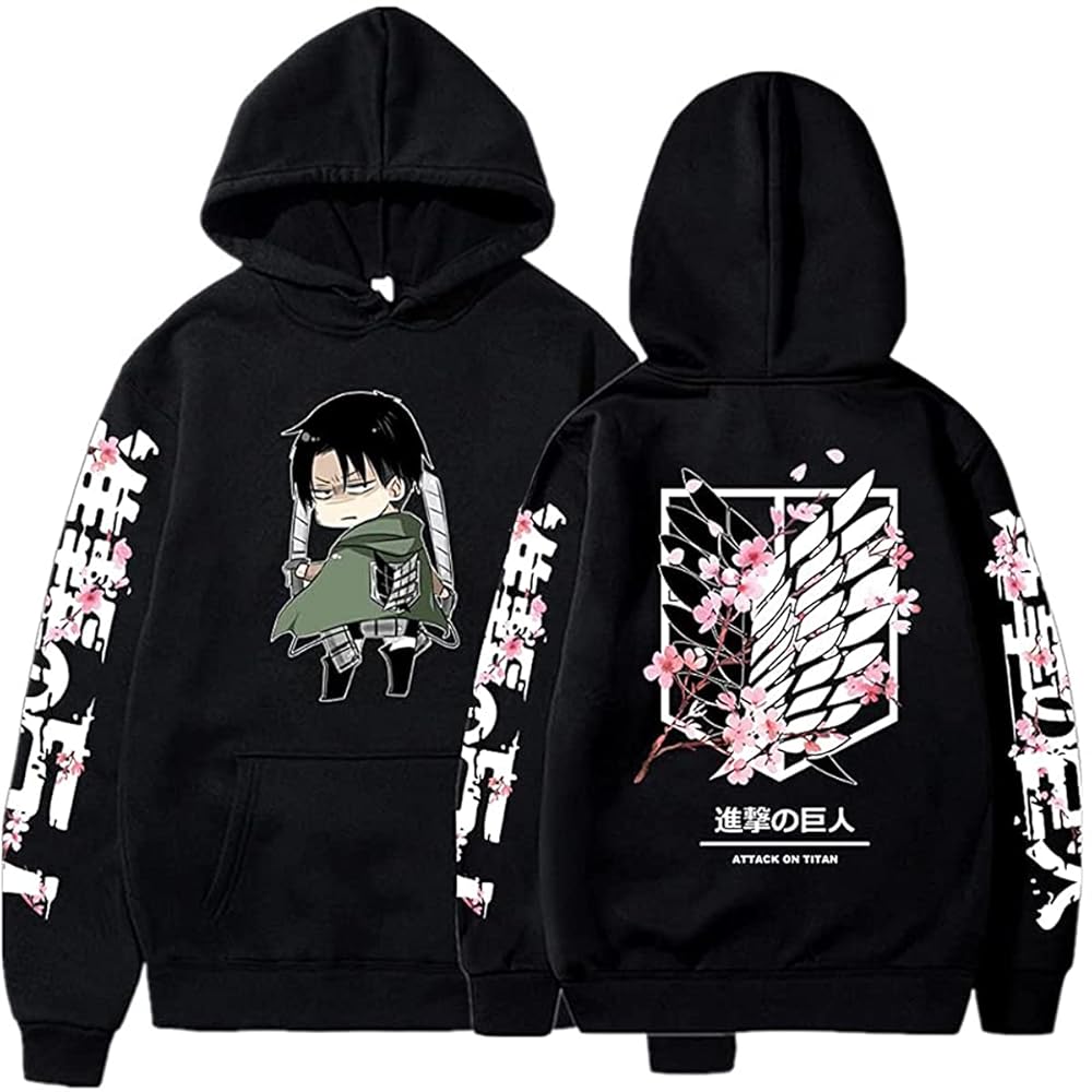Sybnwnwm Attack on Titan Hoodie Levi Ackerman Pullover Wings