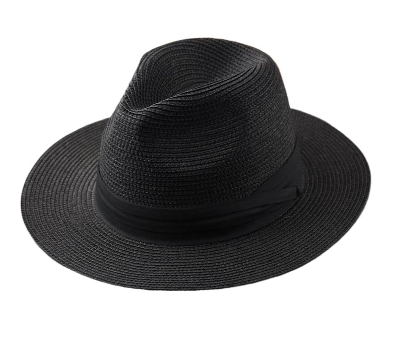 Sombreros de sol para mujer y hombre, Sombrero de paja plegable for hombre, multicolor, varios tamaños(Black,52cm-54.5cm)