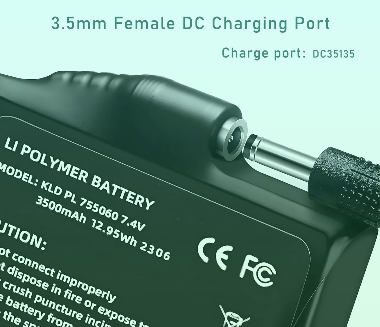 7.4V Batteries for Heated Gloves - Rechargeable Lithium Polymer Replacement Set Compatible with Heated Gloves, Socks, Jacket, Mittens, Vest (3500mAh) - Image 2