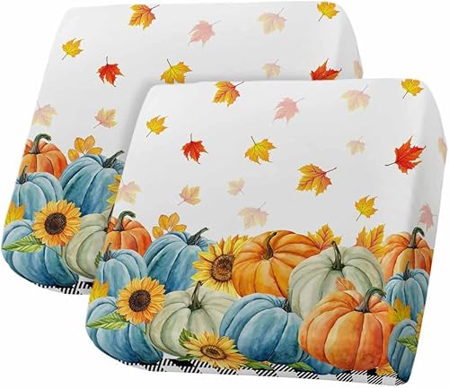 Miniatura 1 de Wowouhiya Fundas de cojín elásticas para sofá de otoño, con diseño de calabazas azules, naranjas y verde azulado, con parte inferior elástica,