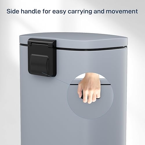 Miniatura 5 de Arlopu Cubo de basura de 8/13.2 galones, cubo de basura de acero inoxidable, cubo de basura de cierre suave con cubo interior de plástico extraíble,