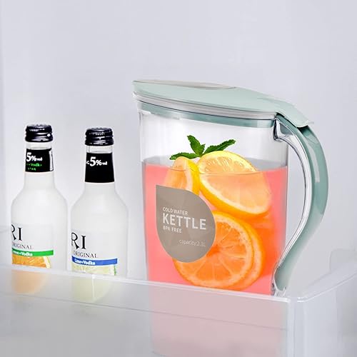 Miniatura 9 de Coloch Paquete de 2 jarras de agua de plástico de 2 cuartos de galón con tapa abatible, recipiente de agua delgado transparente para puerta de