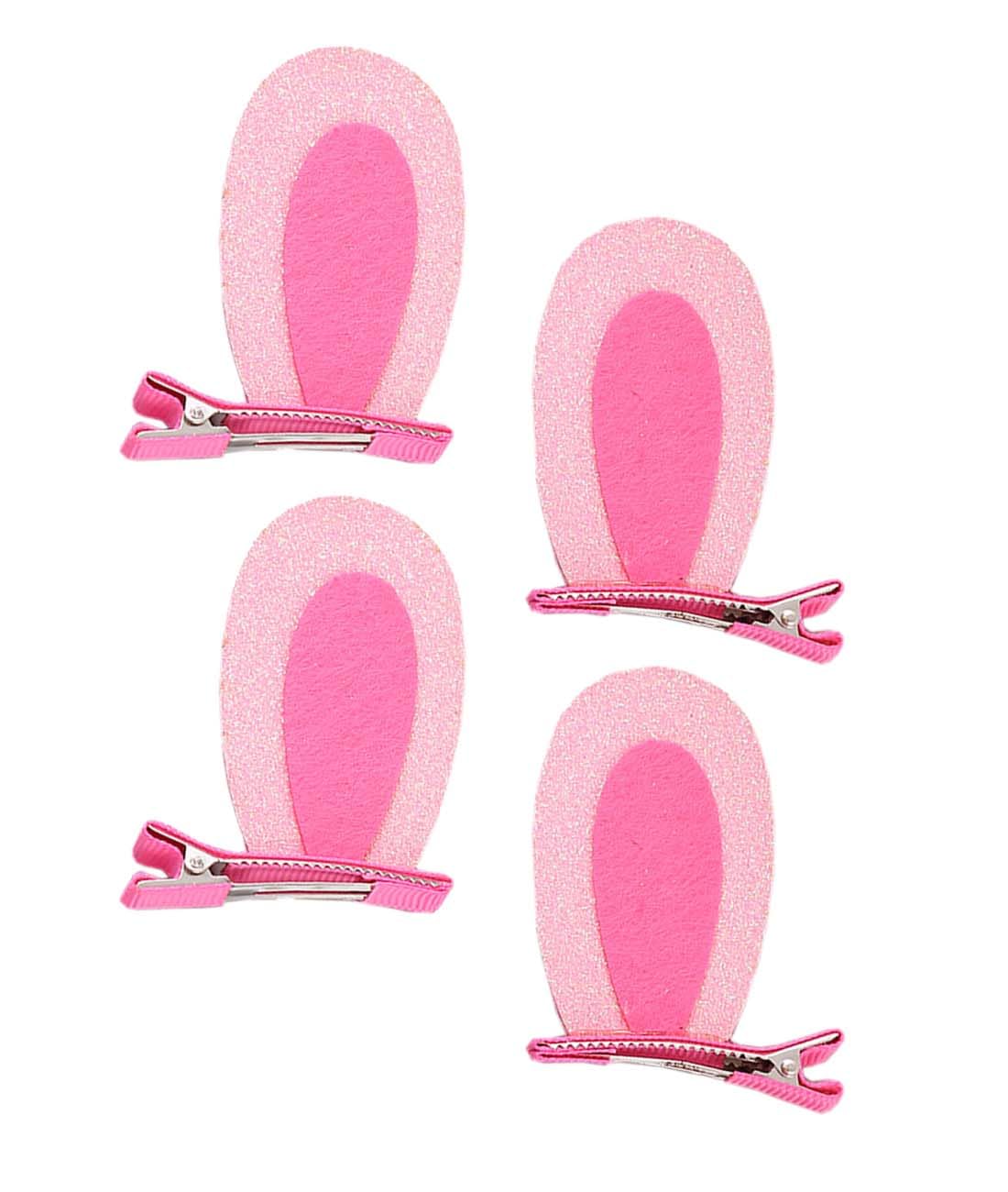 Glitter Bunny Ear Hair Clip for Easter Day Baby Girls Rabbit Cat Ear Hair Clip Hair Pin with Bowknot Easter Kids Hair Accessories TSFJ68 (Pink Set)