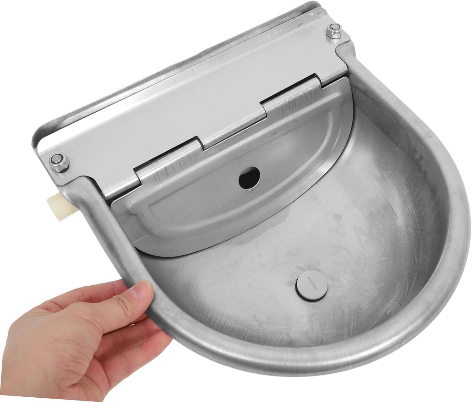 POPETPOP Automatic Water Dispenser Livestock Drinking Bowl Stainless Steel for Cows Horses Sheep