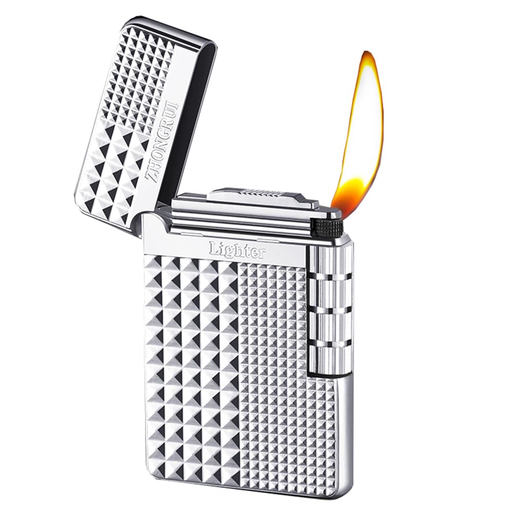 Briquet au butane en métal doré avec motif diamant chic