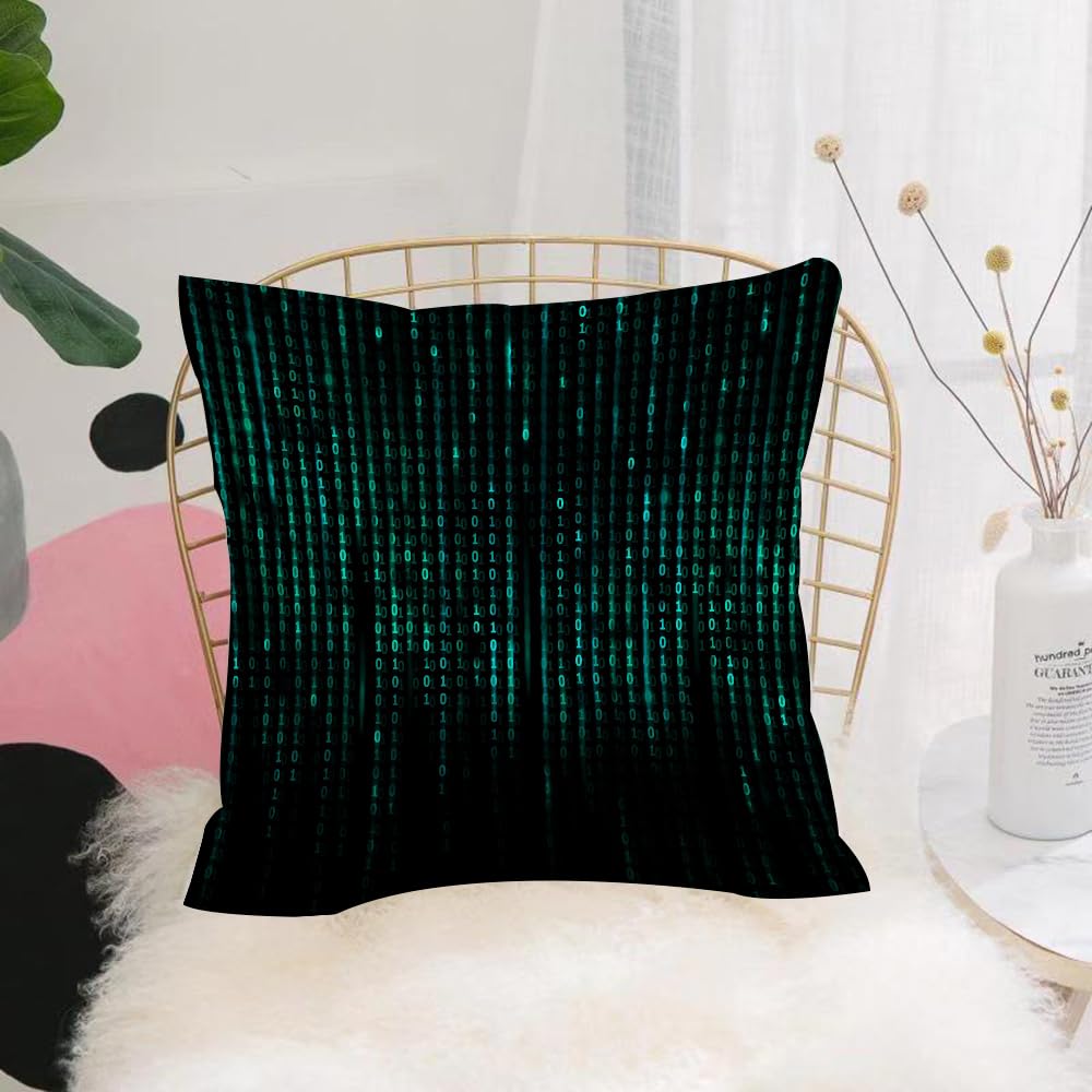 HYOSXW Cushion Cover,Throw Pillow Case Home Decorative for Living Room Bedroom Sofa Chair 16X16 Inch,Matrix code conceptual background,Pillowcase 40X40cm