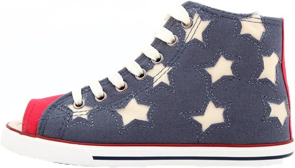 Kiwii Womens 2015 Black Friday Sales Summer Fashion Stars Pattern Lace-up Peep-toe High Top Flats Canvas Shoes(5.5 B(M)US,Blue)