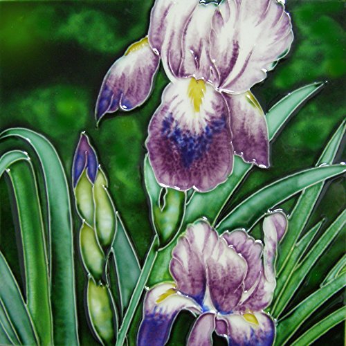 Continental Art Center BD-0541 8 by 8-Inch Lavender Iris Ceramic Art Tile