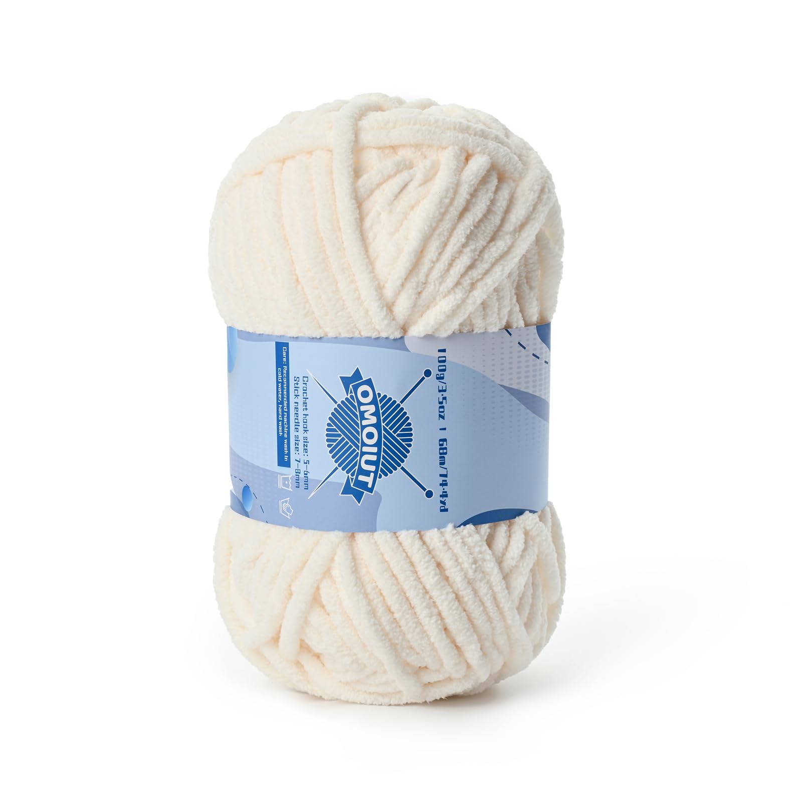 Chunky Chenille Yarn for Crocheting, Baby Yarn for Crocheting Soft Blankets, Bulky Yarns for Crochet Amigurumi, 100g (74.3yds) Fluffy Velvet Yarns for Hand Knitting (Light Beige)