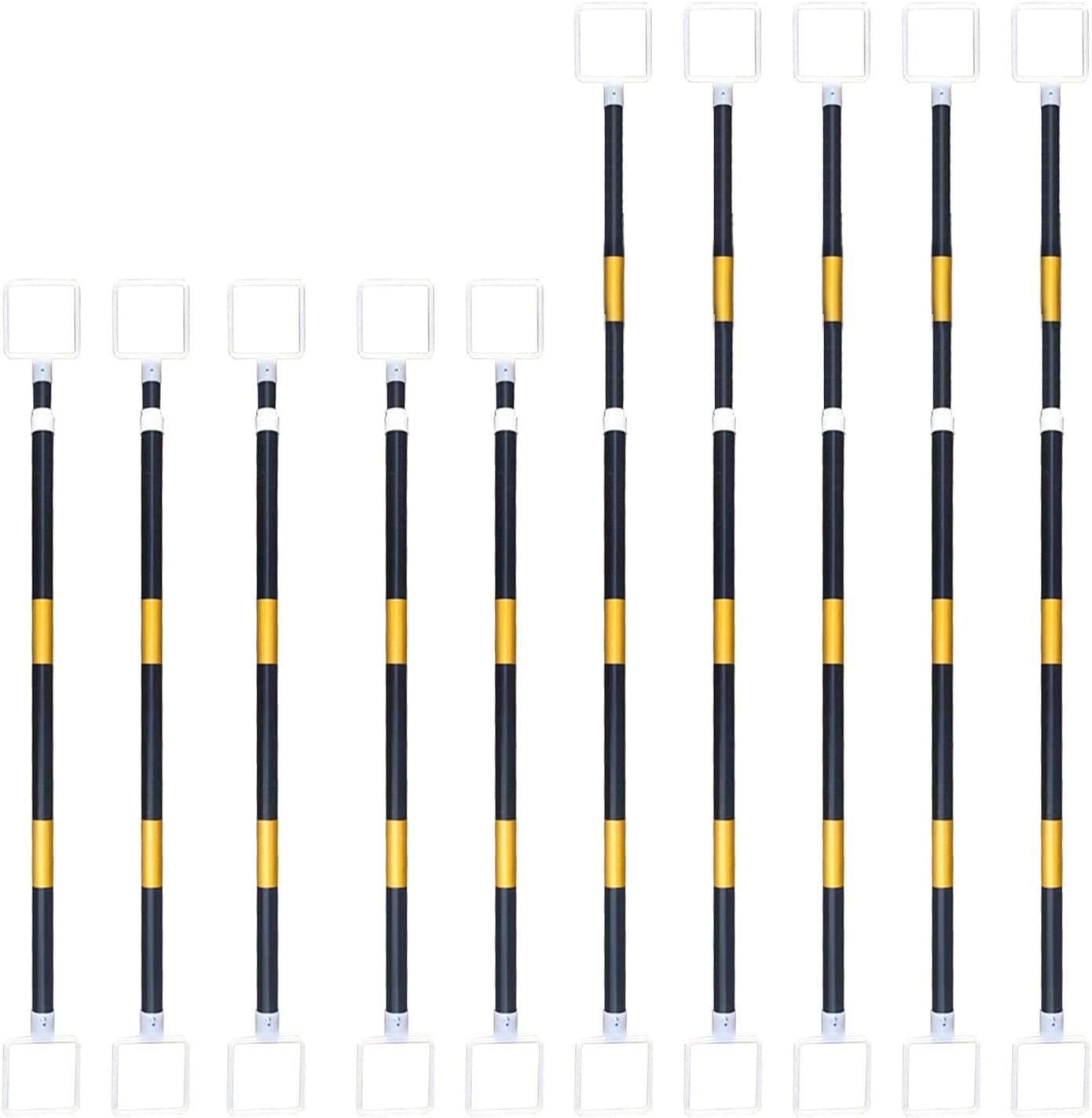 Adjustable 3.3ft-6.6ft Safety Cone Connection Bar - Retractable Traffic Cone Poles for Driveway/Construction Use, 10 Pack Reflective Traffic Rods, Durable & Portable