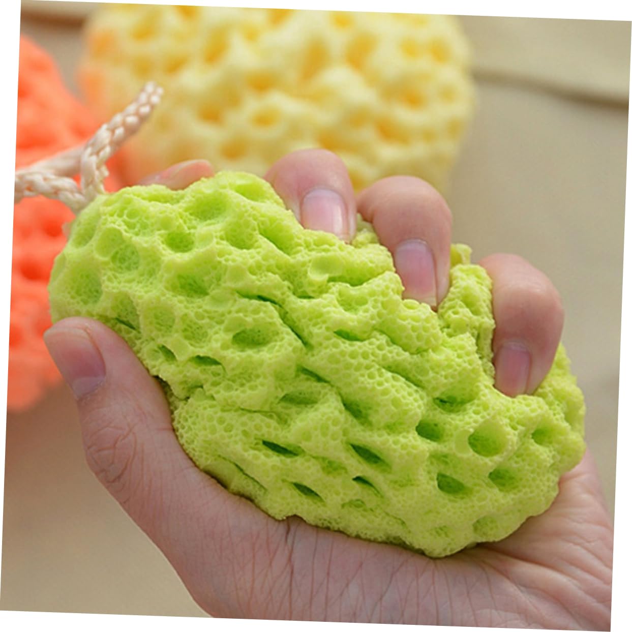 Healvian 9piezas Esponjas De Baño Panal Para Ducha Esponjas Exfoliantes Amarillo Verde y Naranja Suaves y Duraderas Para Limpieza Corporal