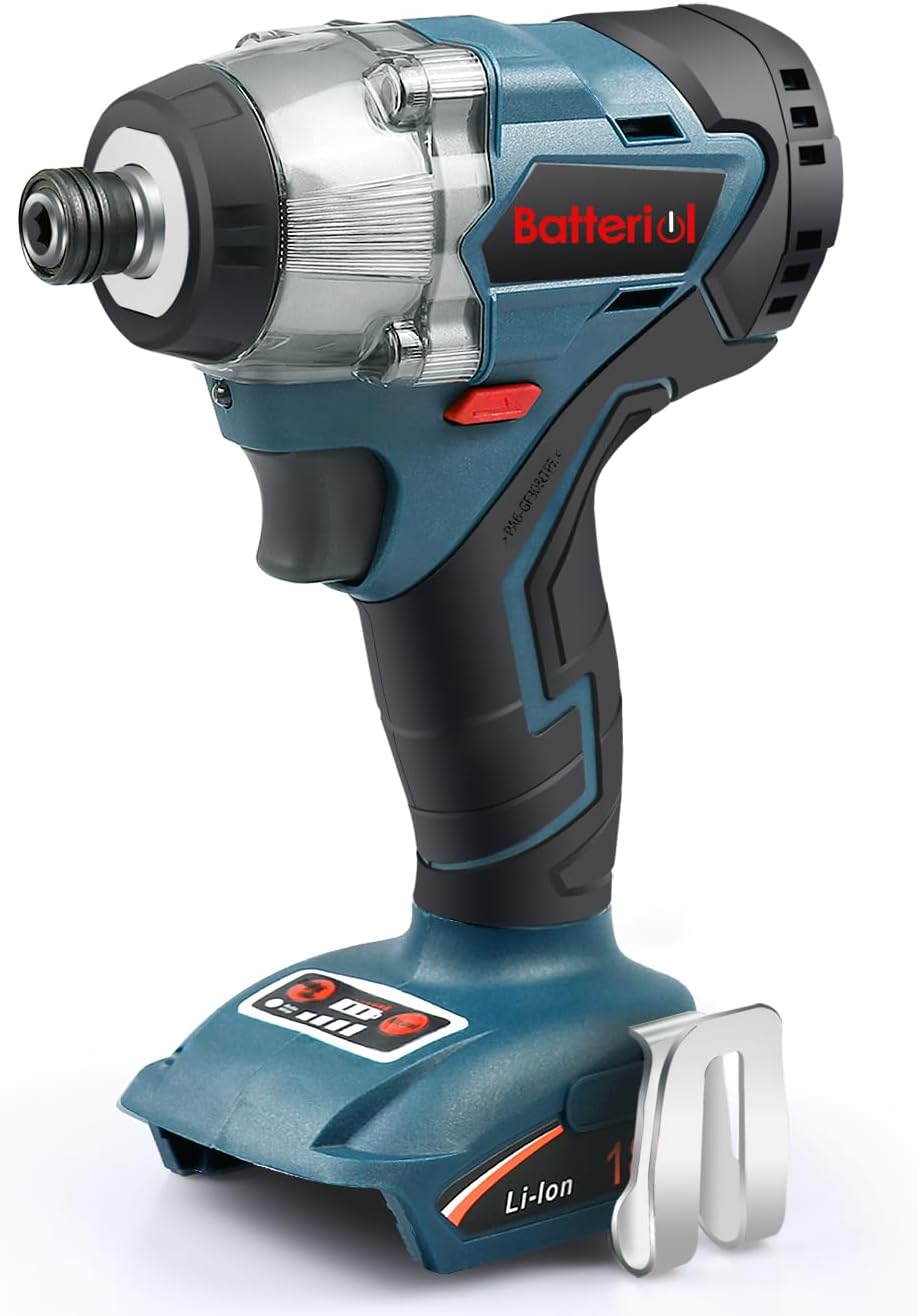 18V Impact Driver, Batteriol Brushless Impact Driver Cordless Quick-Shift Mode 1/4โ Hex Chuck Power Tool with Work Light, Compatible with 18V Li-ion Battery(Body Only)