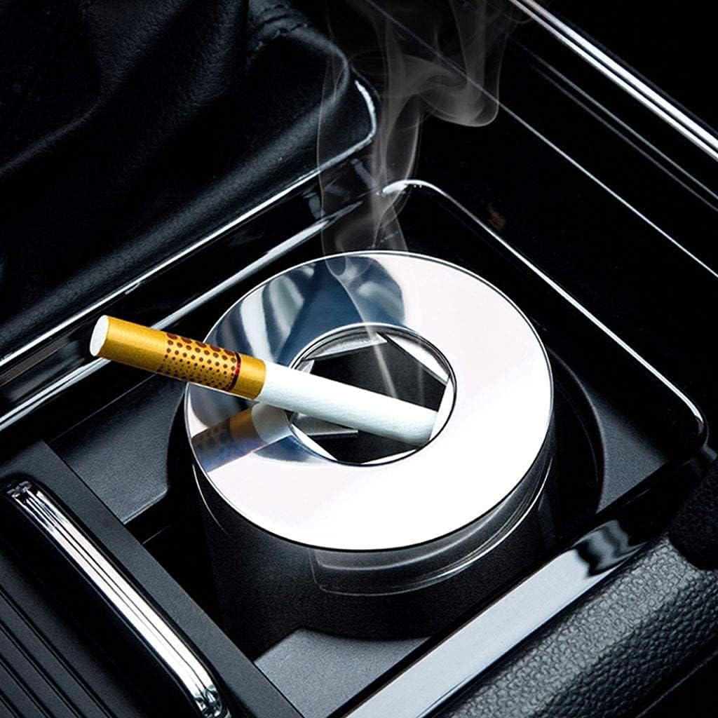 DOUKI Ashtray Stainless Steel Ashtray Car Smokeless Ashtray Knob Cover Smell Proof Ashtray Portable Car Ash Holder for Cigarettes Cigar Smokers for Home Office