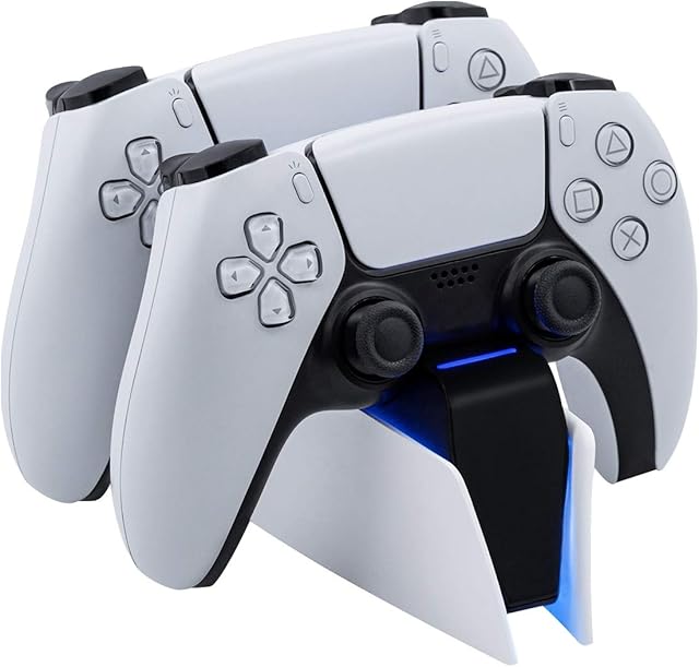 Mcbazel Dual USB Charger Staion for PS5 Controller DualSense Controller Charging Docking Station with LED Light Indicators/Fast Charging/Tri-protection