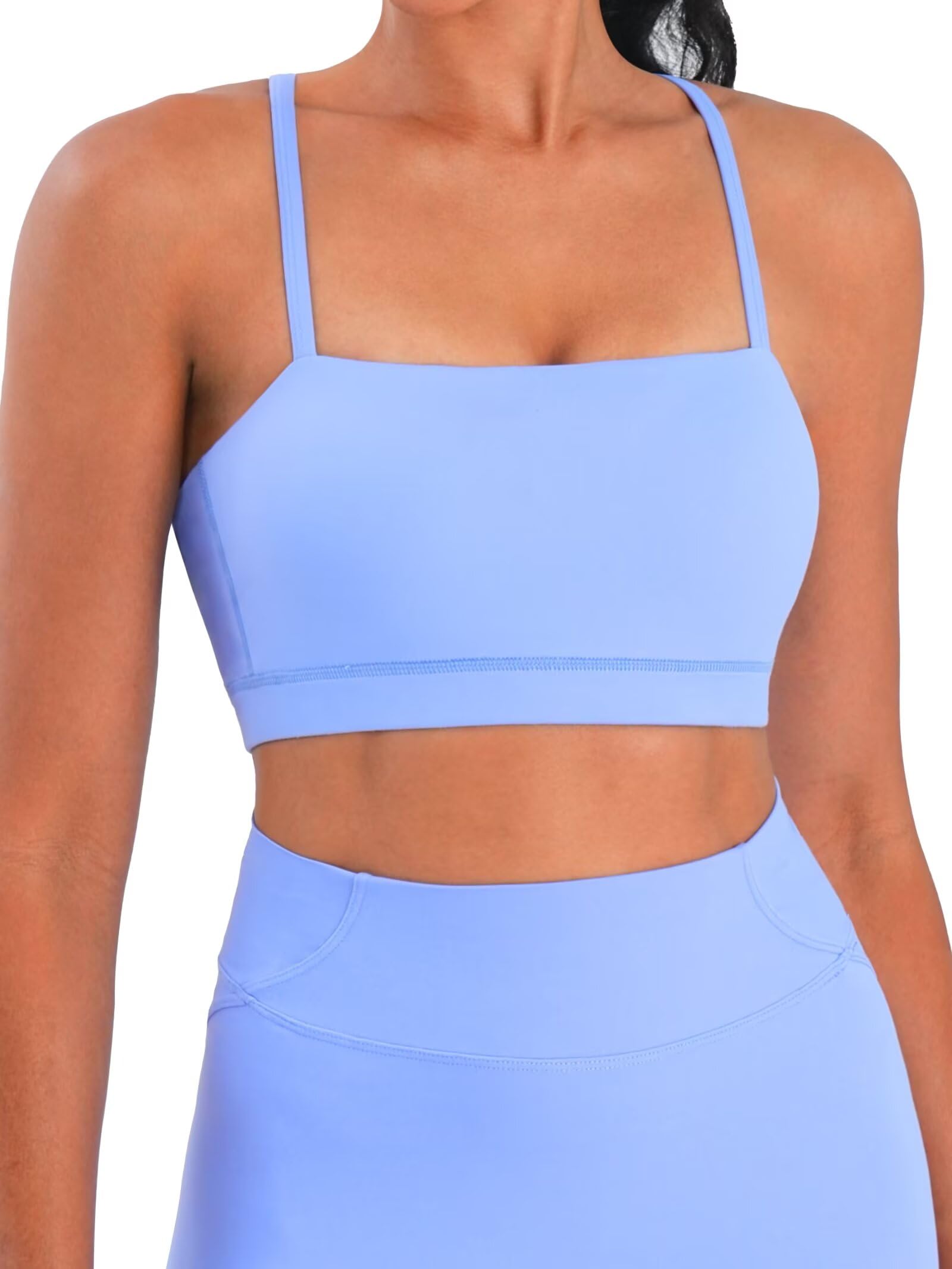 Sunzel Brasier deportivo para mujer, suave, con tirantes ajustables, acolchado, para yoga, cuello redondo, sin varillas, para entrenamiento, gimnasio