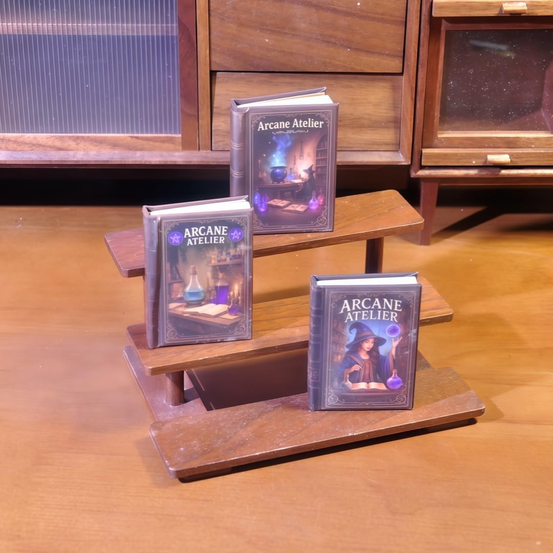 3-Volume 1:6 Scale Miniature Wizard Encyclopedia Set - Openable Potions & Spells Illustrated Grimoires - Realistic Arcane Accessories for Alchemist Labs & BJD Libraries