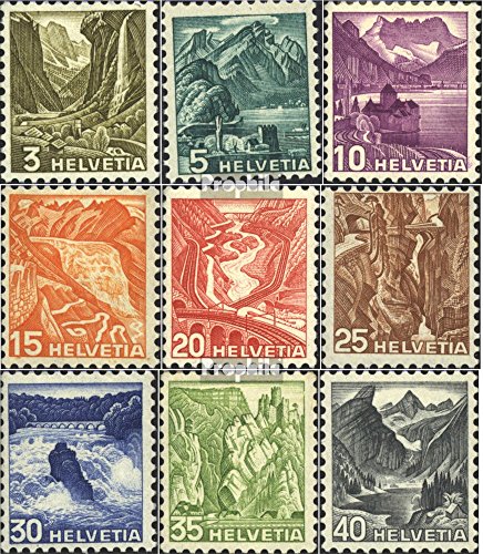 Sellos para coleccionistas Prophila Suiza 297y-305y MNH post-fresco paisajes antiguos 1936