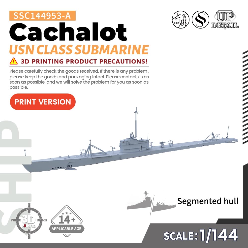 MRY-SFW SSC144953-A 1/144 zestaw do budowy modelu wojskowego, USN klasa Cachalot, łódź podwodna, segmentowany kadłub