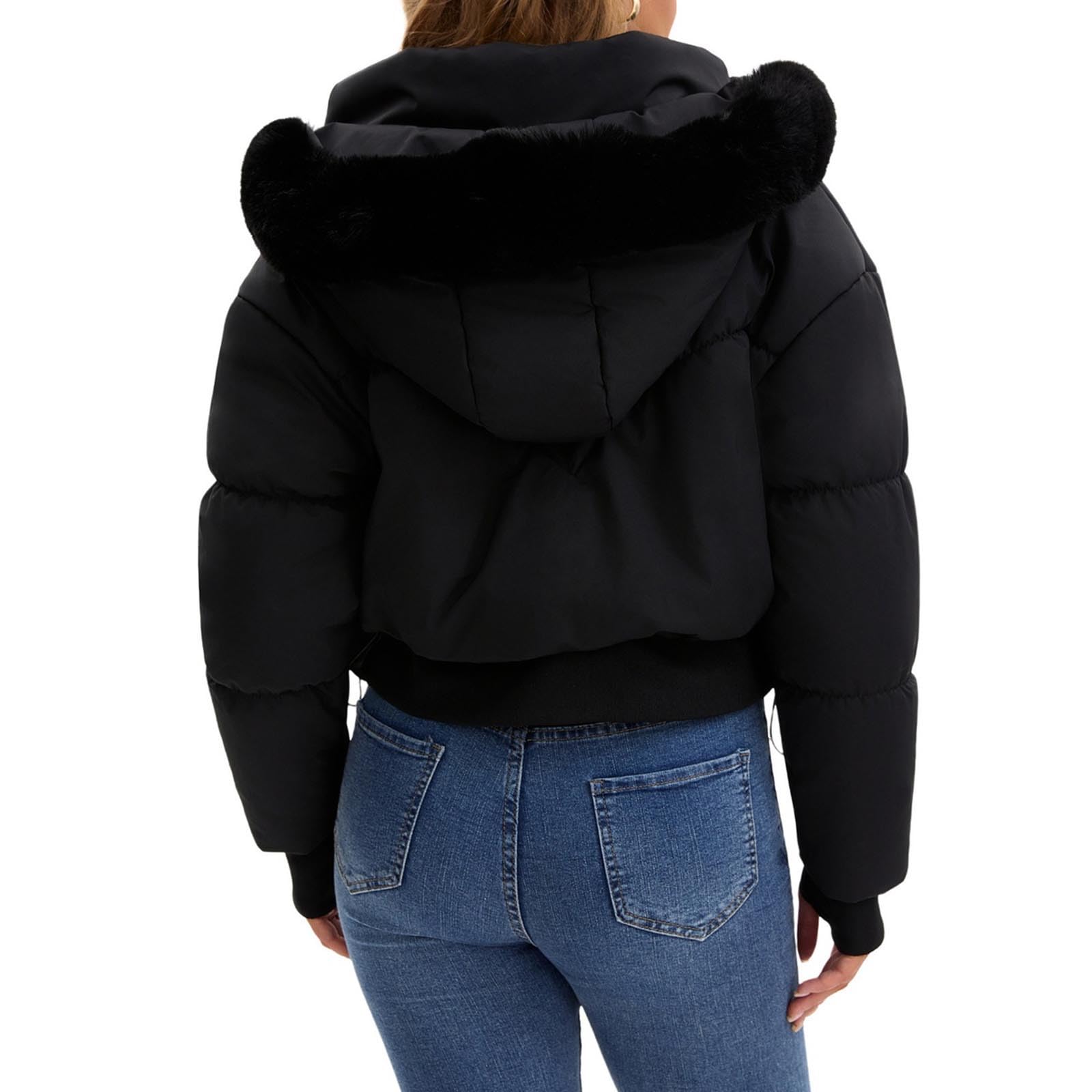 Generico Giacca da donna corta Giacca Softshell Donna Parka Con Fodera Piumini Lunghi Con Cappuccio Cappotto Con Cerniera Piumino Invernale Reversibile Ampio Giubbino Pelliccia Donna Parka L