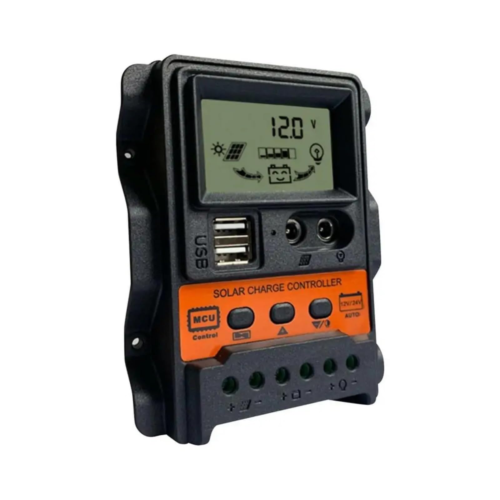CUDTAPI Solar Charge Controller PWM Controller With LCD Display 10A 20A 30A 12V 24V Dual USB 5V Output Solar Panel Charger Regulator(10A)