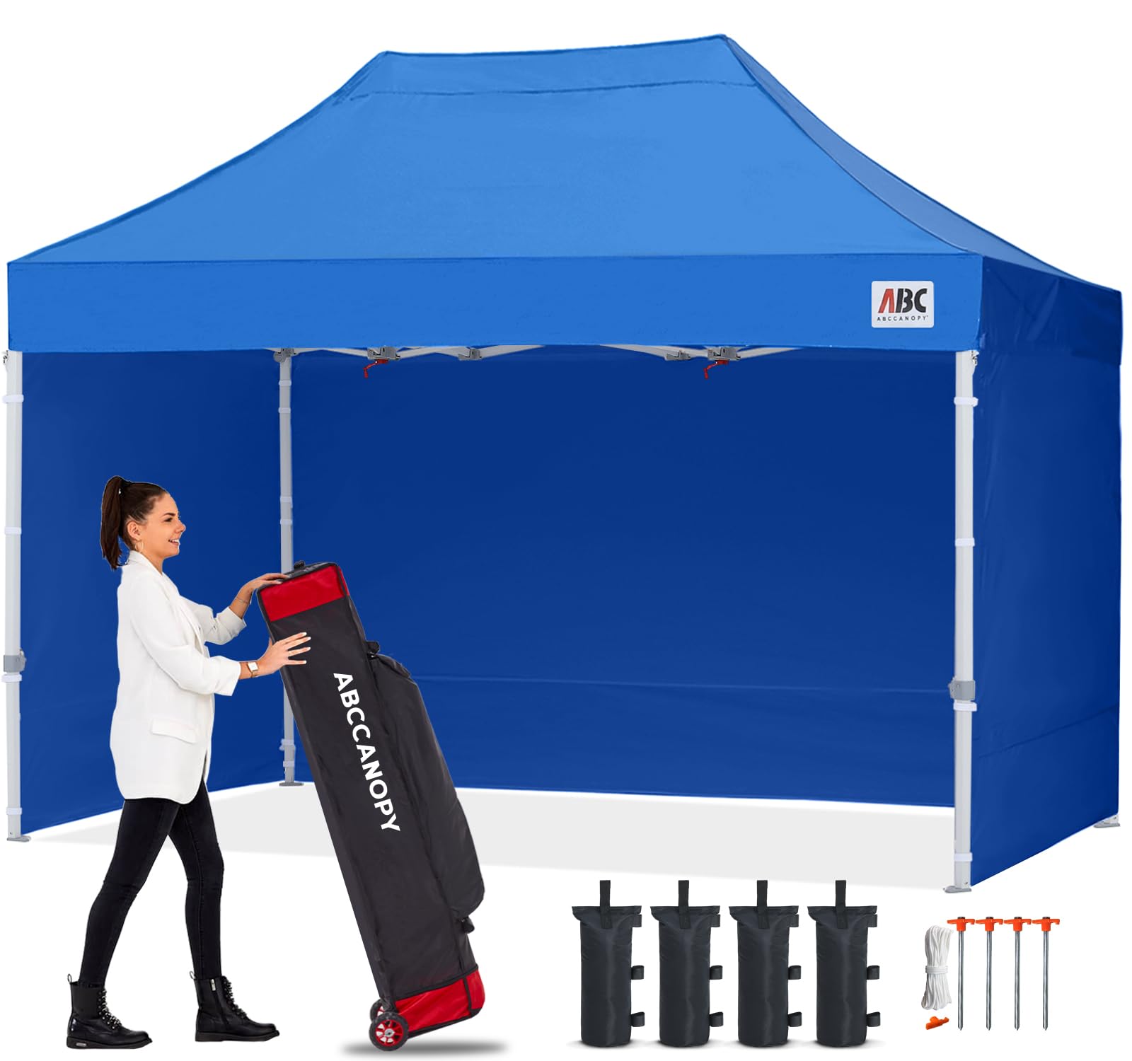 ABCCANOPY Easy Pop Up Canopy Tent with Sidewalls 10x15 Commercial -Series,Royal Blue