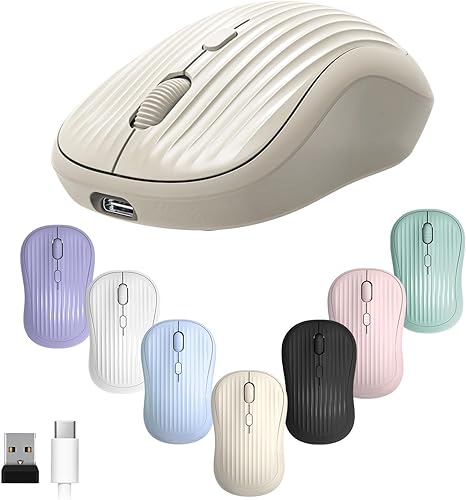 ONE-UP Ratón inalámbrico, 2.4G + Bluetooth, batería recargable, 4 teclas, DPI 80012001600, silencioso, tipo C, receptor nano USB, ergonómico,