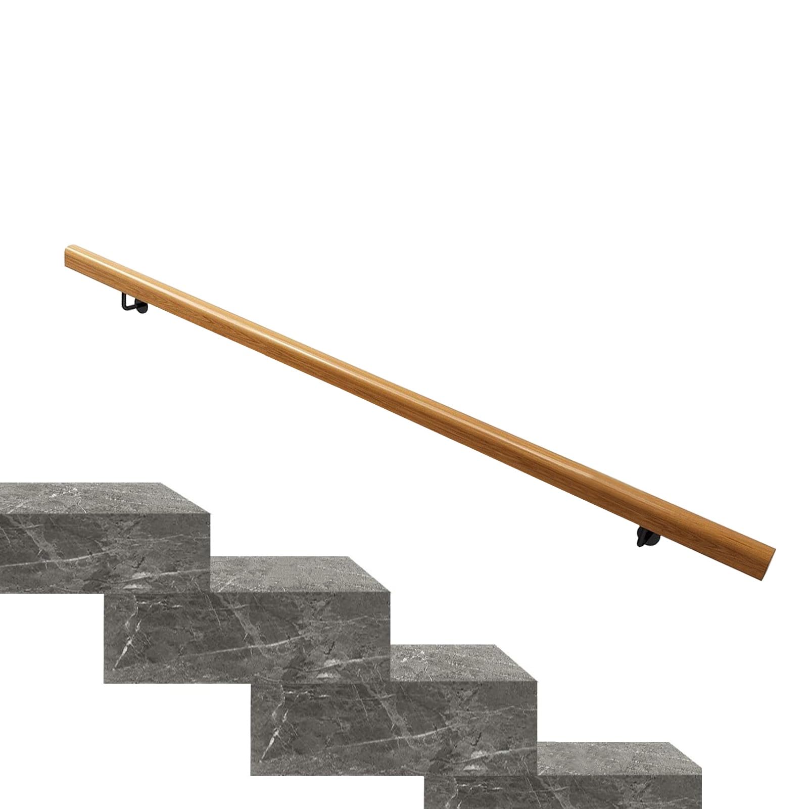 Rampe en bois robuste pour intérieur et extérieur avec rail de sécurité