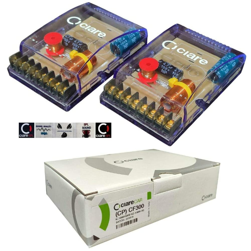 Ciare 2 CF300 crossover passivi 4 ohm 100 watt rms predisposizione auto per sistema a 3 vie woofer midrange tweeter porte portiere sportelli, coppia + 5 sticker omaggio