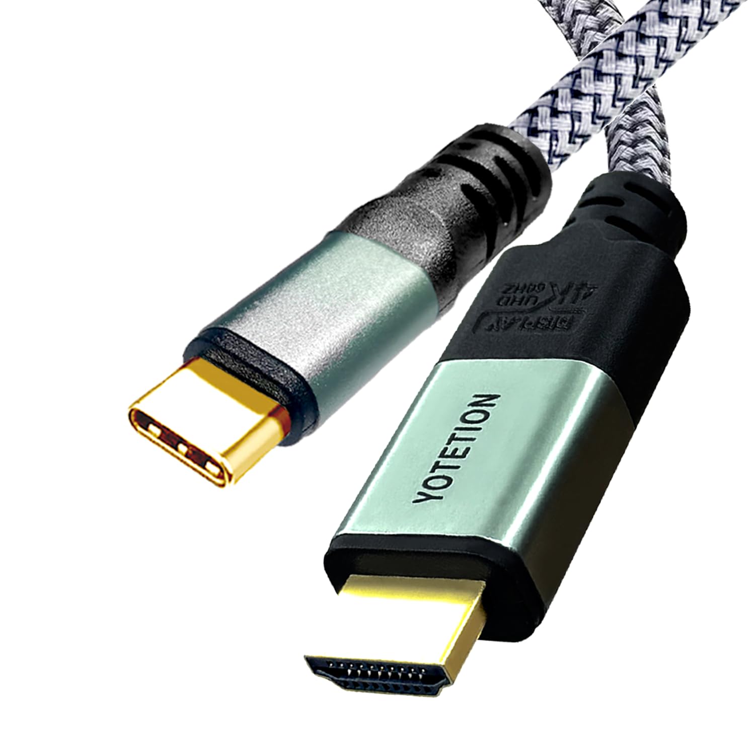 30FT USB-C to HDMI-A Braided Cable, 4K@60Hz, Suitable for Home Office [Compatible with MacBook Pro/Air, iPhone 15 Pro/Max, Galaxy S8-S23, Surface Book 2, XPS with Thunderbolt 3/4]