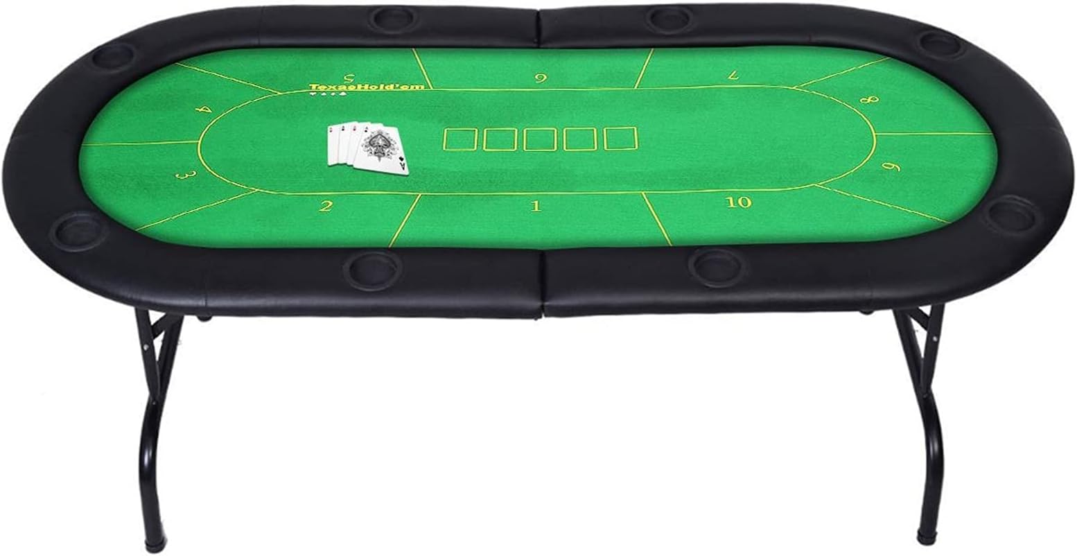 TOPOU Poker Tablecloth 180X90cm 10 Player Folding Felt Rotary Texas Holdem Poker Table Board Cloth Mat(Not Include Table) Portable Poker Table Top