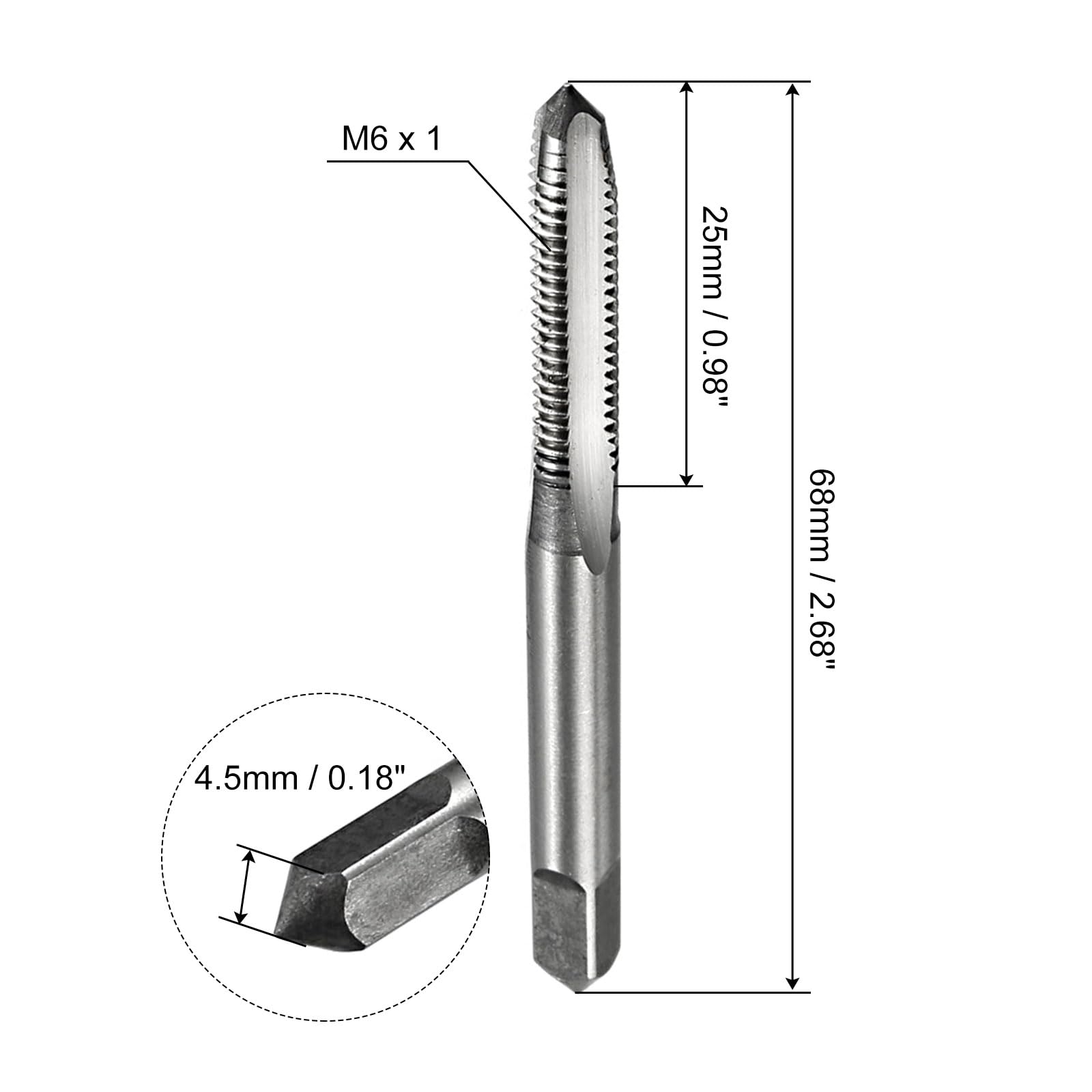 sourcing map Maschio filettato metrico M10 x 1 H2 150 mm extra lungo dritto flauto filettatura filettatura filettatrice maschi filettatura filettatura strumento di riparazione